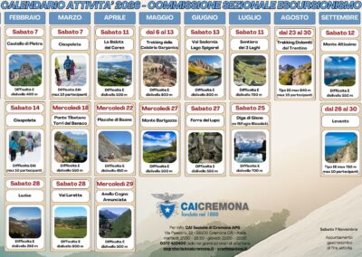 Calendario Escursioni 2026 – Commissione Sezionale Escursionismo